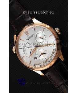 Jaeger LeCoultre Master Geographic Power Reserve Pink Gold Steel White Dial Swiss Replica Watch 