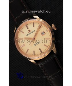 Jaeger LeCoultre Geophysic True Second Pink Gold Swiss Replica Watch Gold Dial 