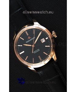 Jaeger LeCoultre Geophysic True Second Pink Gold Swiss Replica Watch Black Dial 