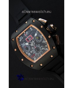 Richard Mille RM011-FM Felipe Massa Black Ceramic Case Watch in Black Strap