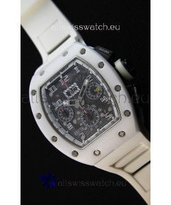 Richard Mille RM011-FM Felipe Massa White Ceramic Case Watch in White Strap