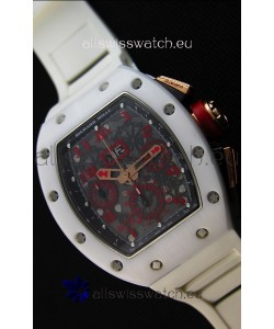 Richard Mille RM011-FM Felipe Massa White Ceramic Case Watch in White Strap