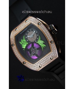 Richard Mille 19-02 Tourbillon Fleur Swiss Replica Watch in Pink Gold 