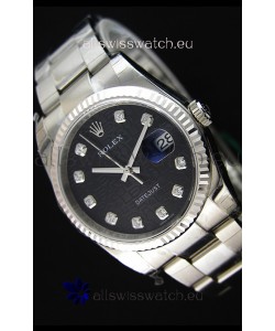 Rolex Datejust 36MM Cal.3135 Movement Swiss Replica Watch in Black Printed Dial