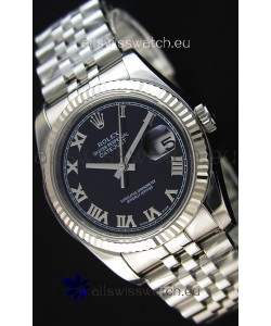 Rolex Datejust 36MM Cal.3135 Movement Swiss Replica Black Dial Jubilee Strap - Ultimate 904L Steel Watch 