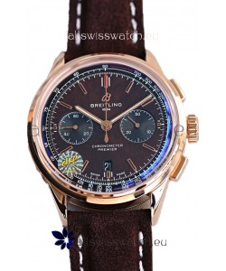 Breitling Premier B01 Chronograph 42 Edition Rose Gold Casing Centenary Brown Dial - 1:1 Mirror Replica Watch