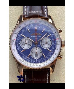 Breitling Navitimer B01 Chronograph 43 Blue Dial - Rose Gold Plated Casing 1:1 Mirror Swiss Replica