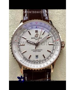 Breitling Navitimer 1 Automatic Swiss Replica Watch in White Dial Rose Gold Casing
