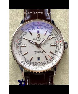 Breitling Navitimer 1 Automatic Swiss Replica Watch in White Dial Rose Gold Bezel