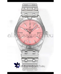 Breitling Chronomat 36MM Stainless Steel Casing 1:1 Mirror Replica Watch Pink Dial