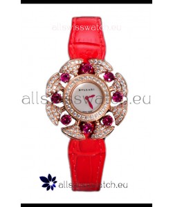 Bvlgari Divas's Dream Edition Watch in Rose Gold Casing - Diamonds Paved Dial Swiss Replica