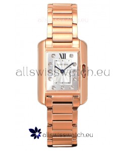 Cartier Tank Anglaise Rose Gold Watch in Steel Strap Diamonds Markers Swiss Quartz Watch 30MM