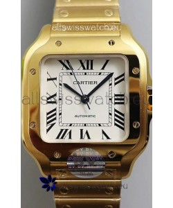Santos De Cartier 1:1 Mirror Replica - 36MM Yellow Gold Swiss Movement Watch 
