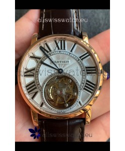 Rotonde De Cartier Flying Tourbillon Swiss Replica Watch in Yellow Gold Super Clone Watch