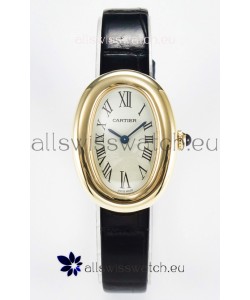 Cartier Baignoire Yellow Gold 1:1 Super Clone Swiss Replica Watch Black Strap