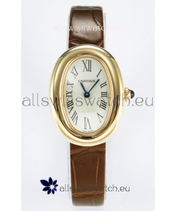 Cartier Baignoire Yellow Gold 1:1 Super Clone Swiss Replica Watch Brown Strap