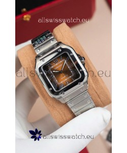 Cartier Santos De Cartier 904L Steel Brown Dial 1:1 Mirror Replica - 35MM Stainless Steel Watch