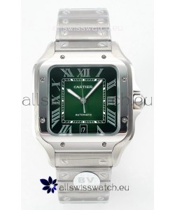 Cartier Santos De Cartier 904L Steel Green Dial Super Clone Replica 40MM Watch 