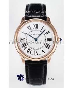 Ronde Louis Cartier Super Clone 36MM Rose Gold Watch in Swiss Quartz Movement