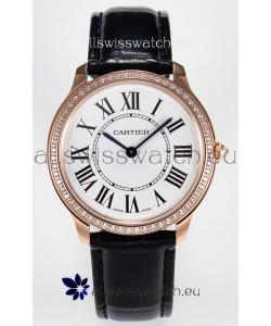 Ronde Louis Cartier Super Clone 36MM Rose Gold Watch in Swiss Quartz Movement