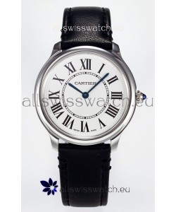 Ronde De Cartier Super Clone 36MM Swiss Replica Watch in Silver-Plated White Dial