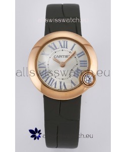 Ballon Blanc De Cartier Super Clone Watch 30MM in Rose Gold Casing Green Strap