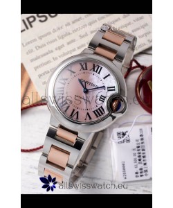 Ballon De Cartier Swiss Automatic Pink Pearl Dial Mirror Quality 33MM in Two Tone Casing