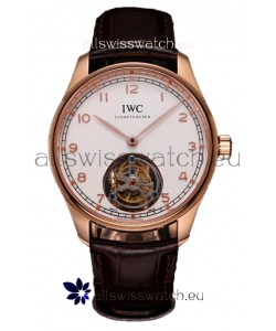 IWC Portugieser IW545801 Hand-Wound Genuine Tourbillon Rose Gold Swiss Replica Watch 