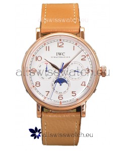 IWC Portofino Perpetual Calendar IW3446 Rose Gold White Dial Swiss Replica Watch 