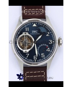 IWC Portuguese Genuine Swiss Tourbillon Movement Steel Watch in Blue Dial 