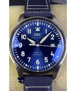 IWC Pilot MARK XX Series IW328203 1:1 Mirror Swiss Replica Watch in Blue Dial Leather Strap