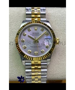 Rolex Datejust 31MM ETA-2671 Movement Swiss Replica in 904L Steel in Silver Dial Yellow Gold 