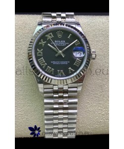 Rolex Datejust 31MM ETA-2671 Movement Swiss Replica in 904L Steel in Black Roman Dial