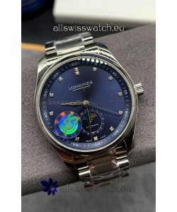 Longines Master Collection Automatic Moonphase Blue Dial Swiss Replica Watch Steel Strap