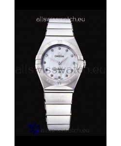 Omega Constellation Ladies Swiss Quartz 1:1 Mirror Replica - Steel Casing in Pearl Dial 