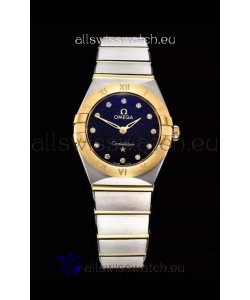 Omega Constellation Ladies Swiss Quartz 1:1 Mirror Replica - Two Tone Casing in Black Starry Dial 