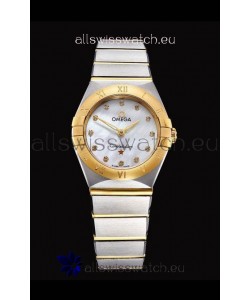 Omega Constellation Ladies Swiss Quartz 1:1 Mirror Replica - Two Tone Casing in White Pearl Dial