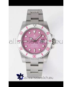 Rolex Submariner DiW Stainless Steel Casing White Ceramic Bezel Pink Dial Edition Watch 
