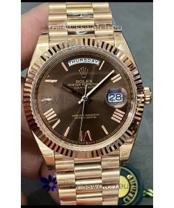 Rolex Day Date Presidential 18K Rose Gold Watch 40MM - Brown Dial 1:1 Mirror Quality