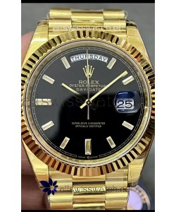 Rolex Day Date Presidential 18K Yellow Gold Watch 40MM - Black Dial 1:1 Mirror Quality