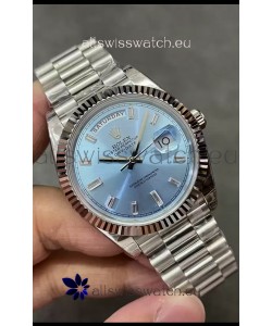 Rolex Day Date Presidential Stainless Steel ICE Blue Dial Watch 40MM - 1:1 Mirror Quality