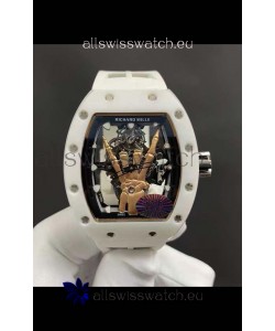 Richard Mille RM66 Flying Genuine Tourbillon White Ceramic White Strap Superclone Replica Watch 