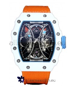 Richard Mille RM53-01 Pablo Mac Donough White TPT CASE White Orange Nylon Swiss Replica Watch