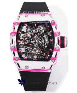 Richard Mille RM38-02 White/Pink Carbon Bubba Watson Black Rubber Tourbillon Movement 1:1 Mirror Replica