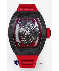 Richard Mille RM055 Black Carbon Casing Red Rubber 1:1 Superclone Genuine Tourbillon Watch 