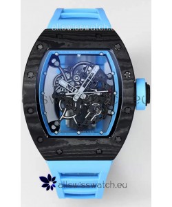 Richard Mille RM055 Black Carbon Casing Blue Rubber 1:1 Superclone Genuine Tourbillon Watch 