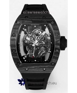 Richard Mille RM055 Black Carbon Casing Black Rubber 1:1 Superclone Genuine Tourbillon Watch 
