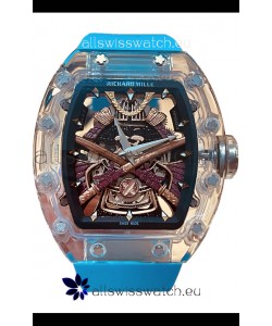 Richard Mille RM047 Samurai Genuine Tourbillon Watch in Sapphires Casing Blue Strap