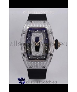 Richard Mille Super Clone RM07-01 Diamonds Paved 904L Steel Casing Automatic Replica Watch