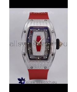Richard Mille Super Clone RM07-01 Diamonds Paved 904L Steel Casing Automatic Replica Watch